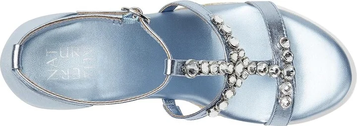 Naturalizer Serena Ankle Straps Women's Sandals Light Blue Metallic Leather : 7 W (C), Rubber/Synthetic - Image 2
