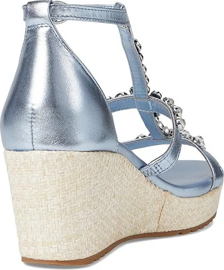Naturalizer Serena Ankle Straps Women's Sandals Light Blue Metallic Leather : 7 W (C), Rubber/Synthetic - Image 4