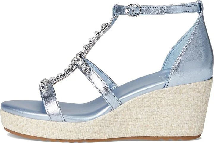 Naturalizer Serena Ankle Straps Women's Sandals Light Blue Metallic Leather : 7 W (C), Rubber/Synthetic - Image 6