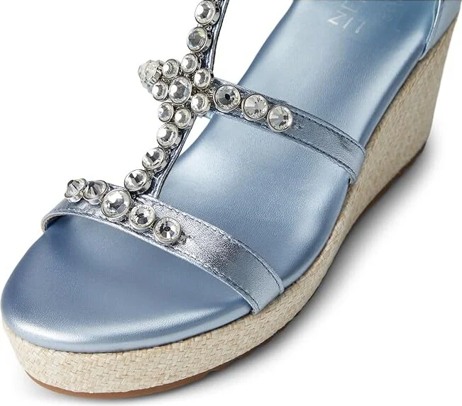 Naturalizer Serena Ankle Straps Women's Sandals Light Blue Metallic Leather : 7 W (C), Rubber/Synthetic - Image 7