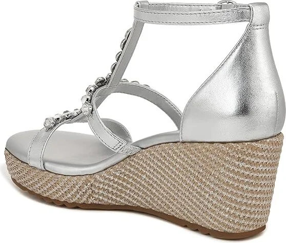 Naturalizer Serena Ankle Straps Women's Sandals Silver Leather : 10.5 M (B), Rubber/Synthetic - Image 4