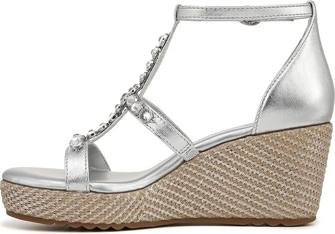Naturalizer Serena Ankle Straps Women's Sandals Silver Leather : 10.5 M (B), Rubber/Synthetic - Image 6
