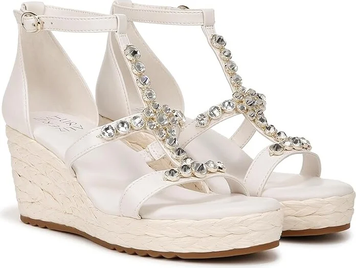 Naturalizer Serena Ankle Straps Women's Sandals Warm White Leather : 10 M (B), Rubber/Synthetic