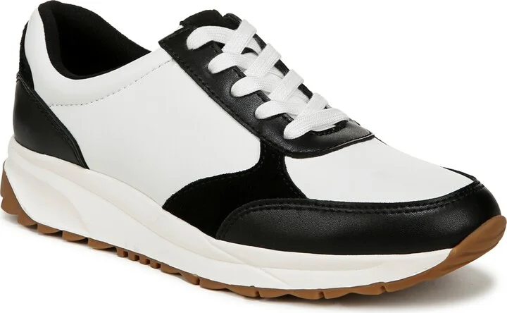 Naturalizer Shay Lace Up Platform Sneakers - Warm White/Black Leather