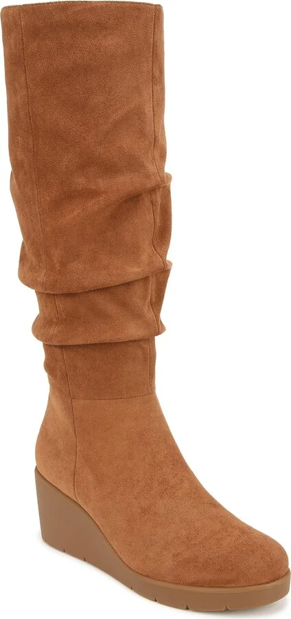 Naturalizer SOUL Womens Aura Wedge Slouch Tall Boot Chestnut Brown Fabric 10 M