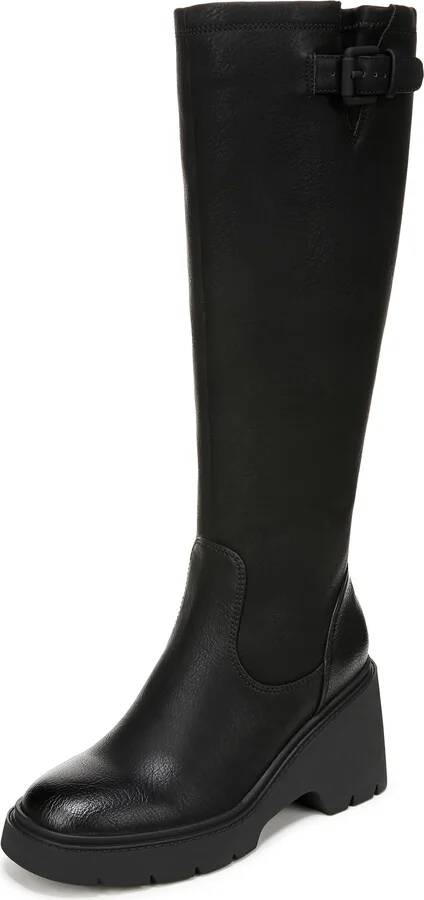 Naturalizer SOUL Women's Cache Fashion Boot Black Faux Leather 6 M