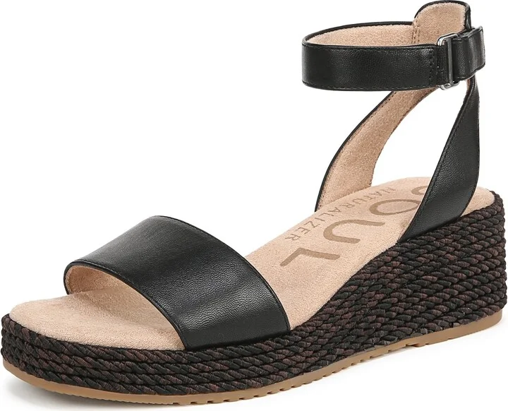 Naturalizer SOUL Women's Gloria Espadrille Wedge Sandal Black 12 M
