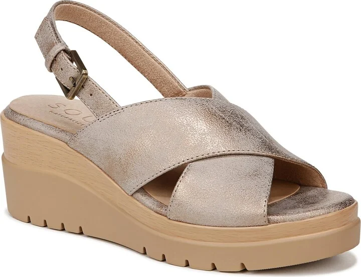 Naturalizer SOUL Women's Goodtimes Slingback Wedge Casual Sandal Soft Bronze 9.5M
