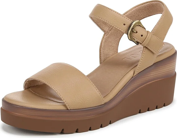 Naturalizer SOUL Women's Graciela Wedge Sandal Birch Tan Brown 6.5 M
