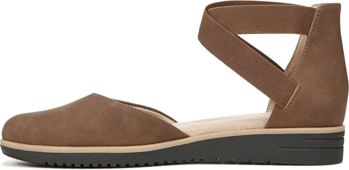 Naturalizer SOUL Womens Intro Ankle Strap Flat Cinnamon Brown Nubuck 8 W