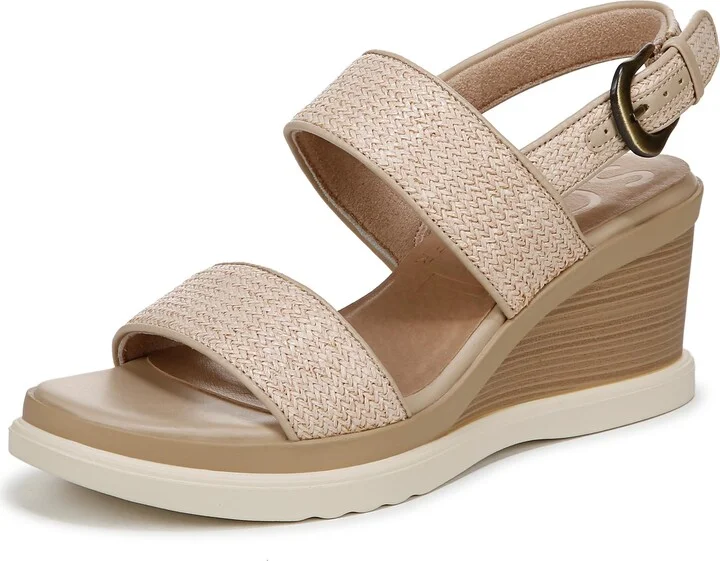Naturalizer SOUL Women's Livia Wedge Sandal Light Natural Straw 9.5 W