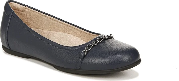 Naturalizer Soul Womens Mystique Chain Detail Ballet Flat Navy Blue 6.5 M