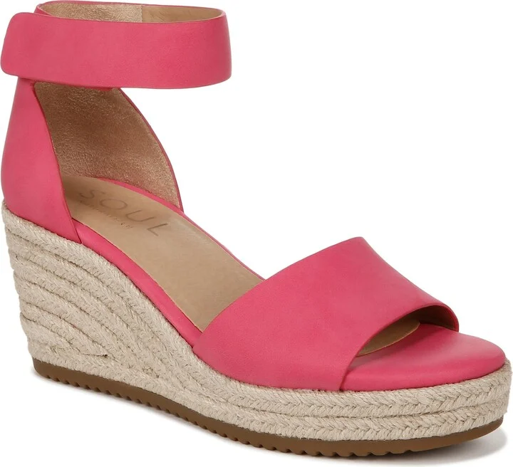 Naturalizer SOUL Womens Oakley Ankle Strap Wedge Heel Sandal Pink 6.5 M