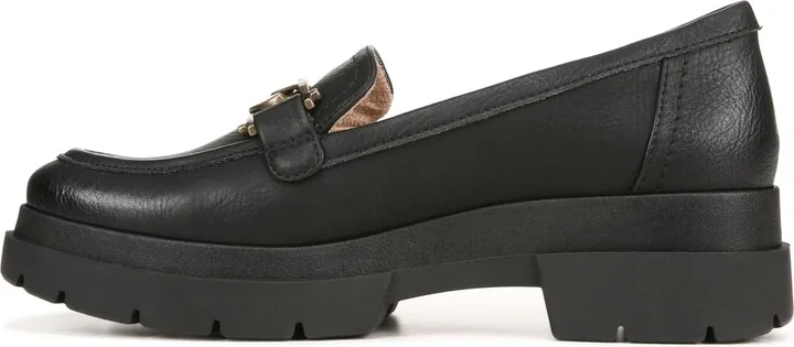 Naturalizer Soul Womens Onyx Water Repellant Lug Loafer Black Smooth 11 M