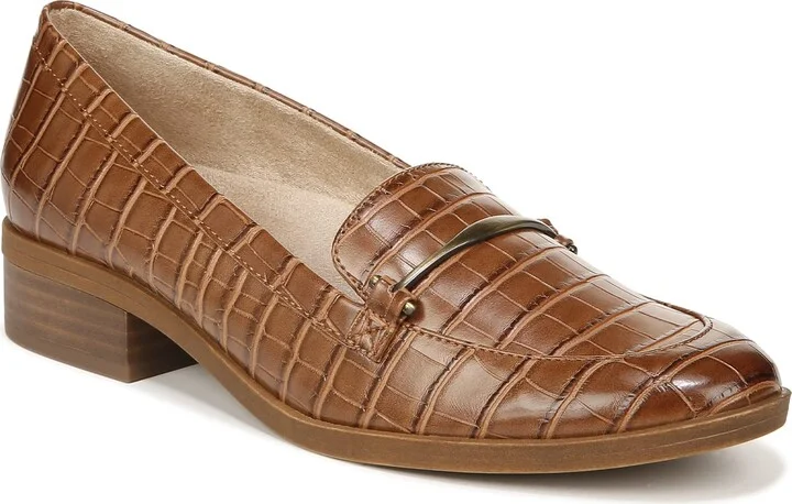 Naturalizer Soul Womens Ridley Memory Foam Loafer Camel Croco Brown 7 W