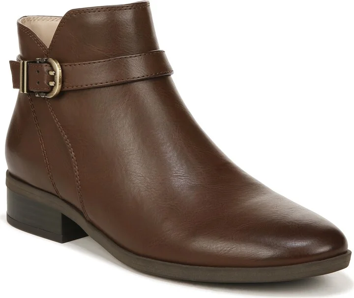 Naturalizer SOUL Womens Rosaline Buckle Detail Ankle Bootie Dark Brown Smooth 8.5 M