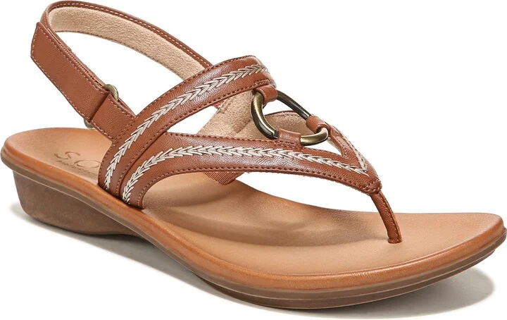 Naturalizer SOUL Women's Sunny Sandal Toffee Smooth Brown Synthetic 6 W