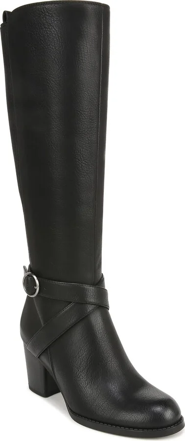 Naturalizer SOUL Womens Triya Block Heel Tall Boot Black Smooth 9 M