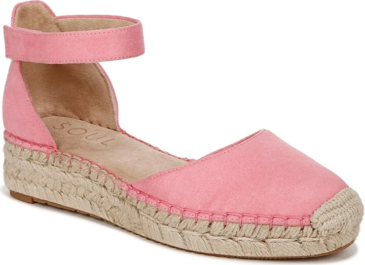 Naturalizer SOUL Womens Wren Ankle Strap Low Heel Espadrille Flamingo Pink Fabric 9 M