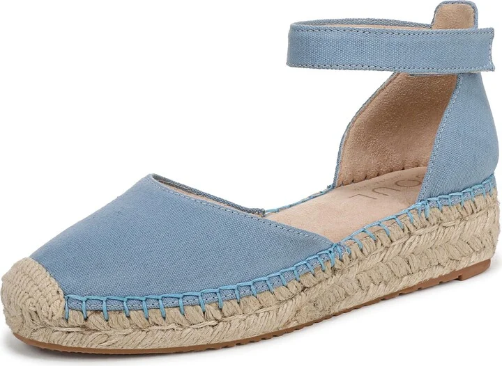 Naturalizer SOUL Women's Wren Espadrille Wedge Sandal Blue Canvas 8 M