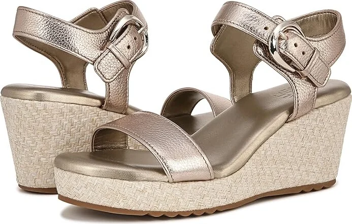 Naturalizer Stella Ankle Straps Women's Sandals Warm Silver Leather : 10.5 M (B), Leather/Rubber