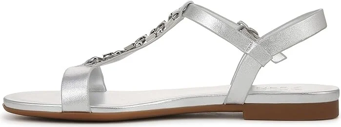 Naturalizer Teach Ankle Straps Women's Sandals Silver Leather : 5.5 M (B), Leather/Rubber - Image 5