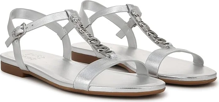 Naturalizer Teach Ankle Straps Women's Sandals Silver Leather : 5.5 M (B), Leather/Rubber