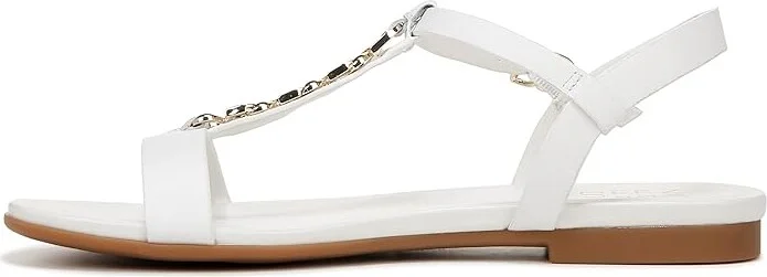 Naturalizer Teach Ankle Straps Women's Sandals White Leather : 6.5 W (C), Leather/Rubber - Image 5