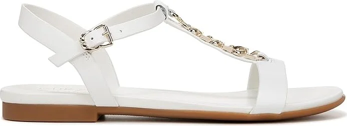 Naturalizer Teach Ankle Straps Women's Sandals White Leather : 6.5 W (C), Leather/Rubber - Image 6