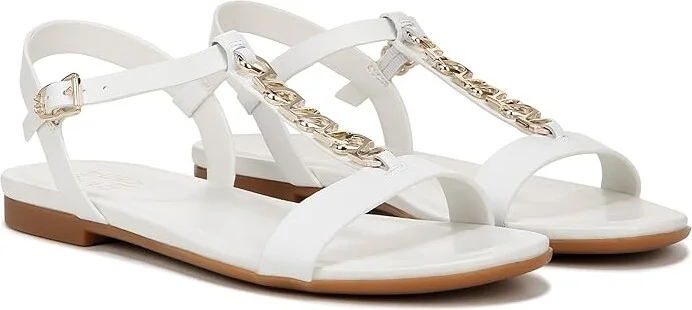 Naturalizer Teach Ankle Straps Women's Sandals White Leather : 6.5 W (C), Leather/Rubber