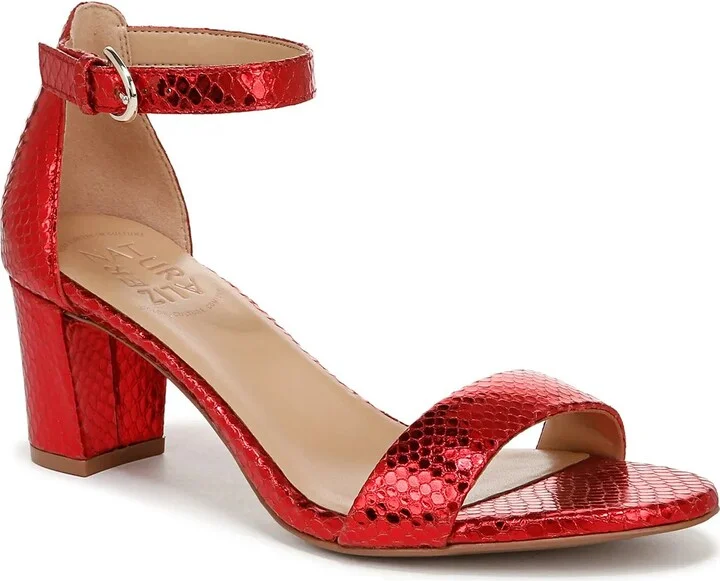 Red Metallic Snake Print Leather