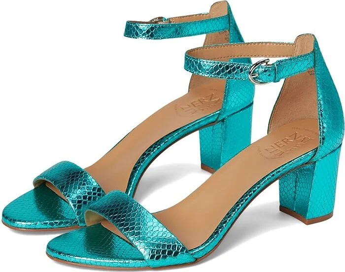 Naturalizer Vera Women's Shoes Teal Metallic Snake Print Leather : 9.5 W (C)