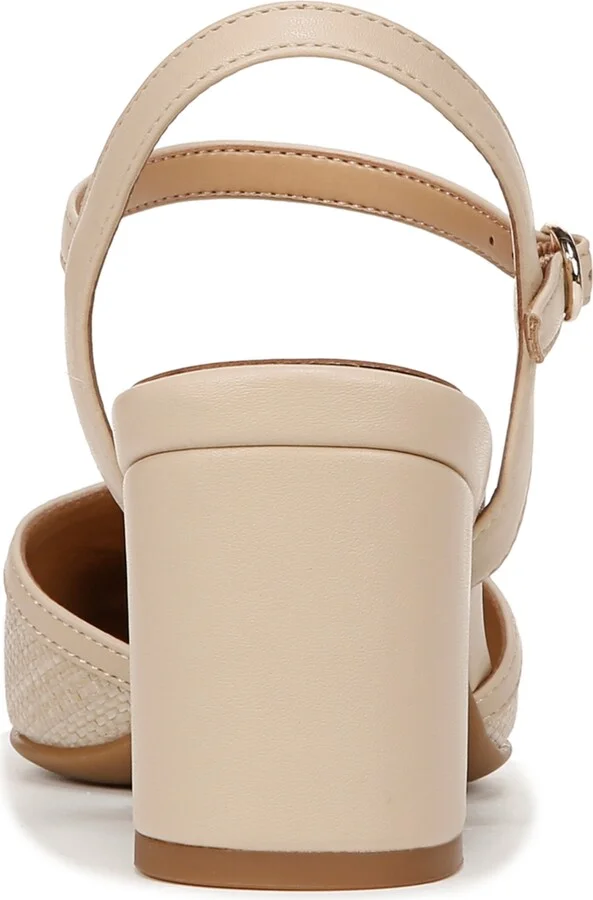 Naturalizer Wave Square Toe Ankle Strap Pumps - Tan Multi Woven Straw/Faux Leather - Image 7