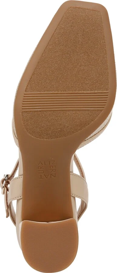 Naturalizer Wave Square Toe Ankle Strap Pumps - Tan Multi Woven Straw/Faux Leather - Image 9