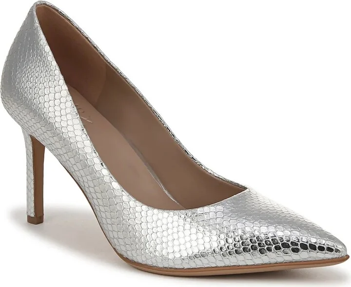 Silver Metallic/Grey Snake Print Leather
