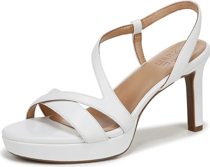 Naturalizer Womens Abby Heeled Sandal White Smooth 8 W