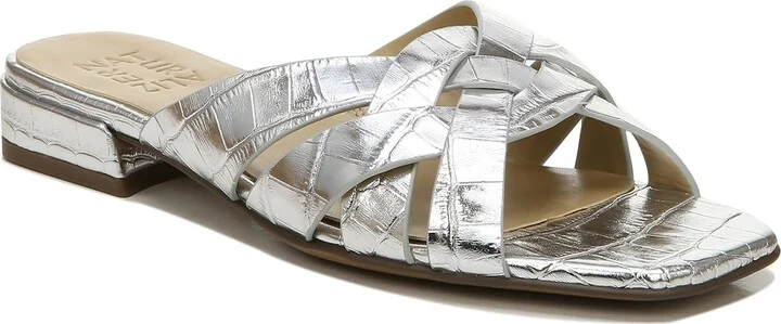 Naturalizer Womens Ashford Slide Sandal Silver 7 W