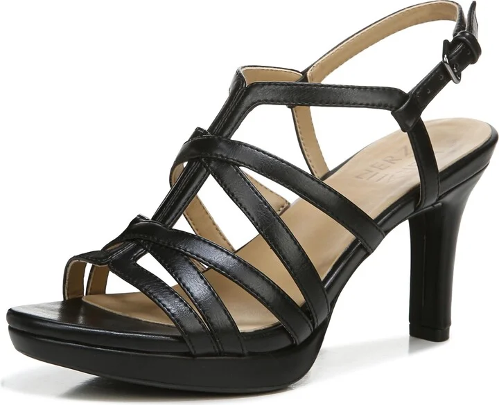 Naturalizer Womens Baylor Strappy High Heel Dress Sandal Black Smooth 5.5 M