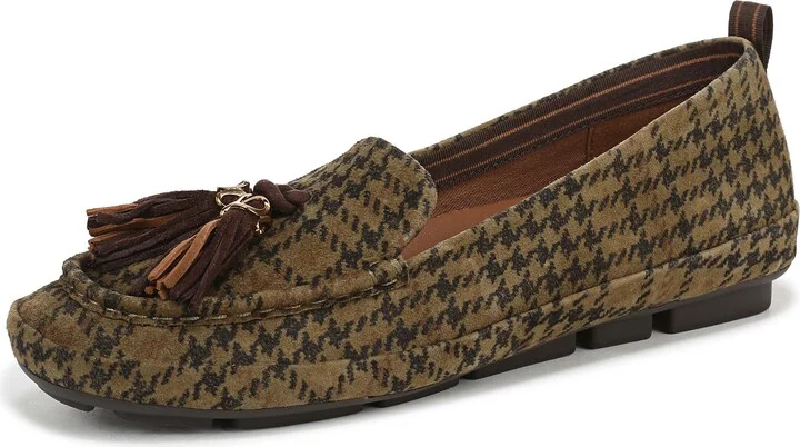 Olive Houdstooth Suede