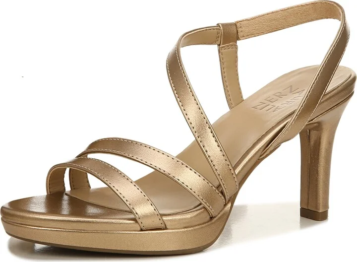 Naturalizer Womens Brenta Heeled Sandal Bronze Pearl 7 W