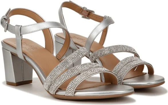 Naturalizer Women's Bridget 4 Strappy Block Heel Dress Sandal Silver Crystal 8.5 W - Image 2
