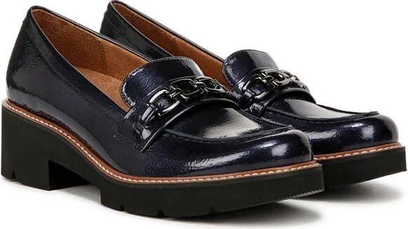 Naturalizer Womens Cabana Lug Sole Slip On Loafer Midnight Blue Patent 8.5 W - Image 2