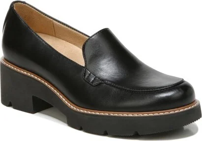Naturalizer Women's Cabaret Heeled Loafer Black Smooth 10 W