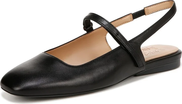 Naturalizer Womens Connie Mary Jane Slingback Ballet Flat Black Leather 6 M