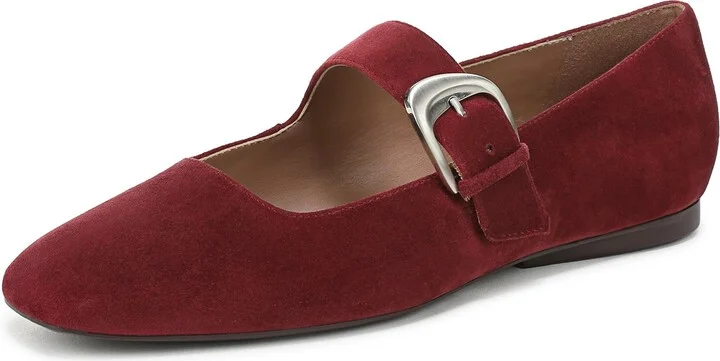 Naturalizer Women's Cosmic Mary Jane Flat Cranberry Red Suede 5 M