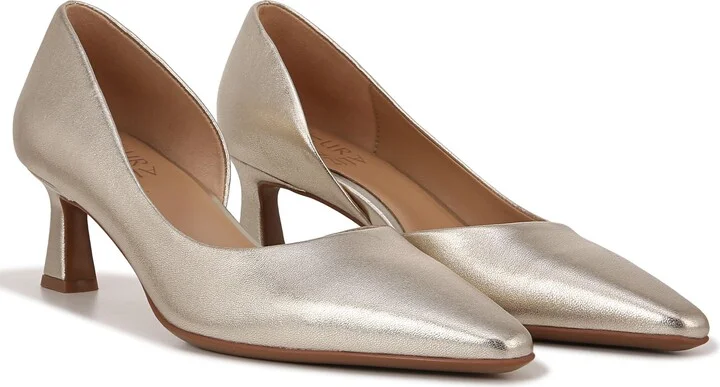 Naturalizer Womens Dalary Pump Pointed Toe Heels Champagne Metallic Leather 9.5 M