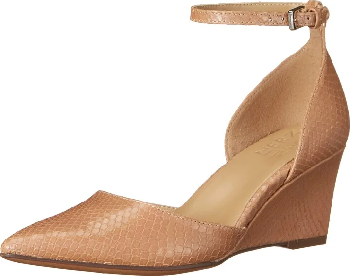 Naturalizer Women's Danae Wedge Pump Taupe Snake Pattern Leather 12 W