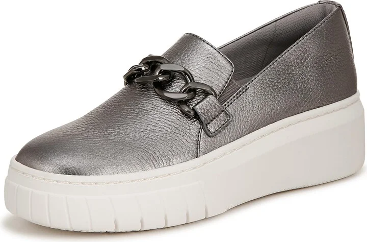 Naturalizer Womens Daphne Slip On Fashion Sneaker Pewter Silver Metallic 12 M