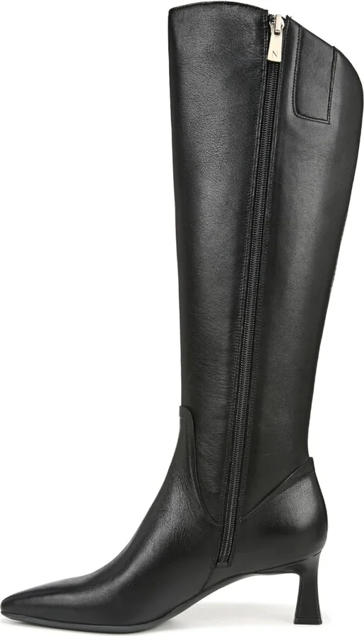 Naturalizer Womens Deesha Pointed Toe Wide Calf Tall Boot Black Leather 10 M