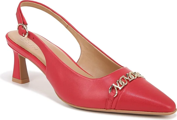 Naturalizer Womens Dovey Pointed Toe Slingback Heels Crantini Red Leather 7.5 M
